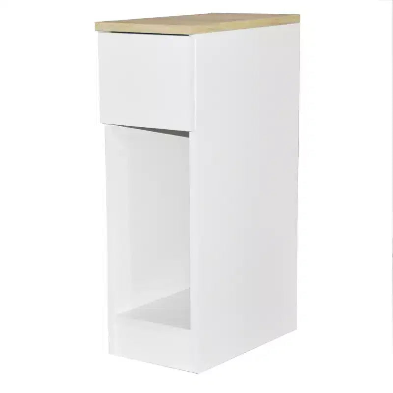 AndMakers Tavolino da Divano Rettangolare 8 in. in Legno con Cassetto, Titanio Bianco