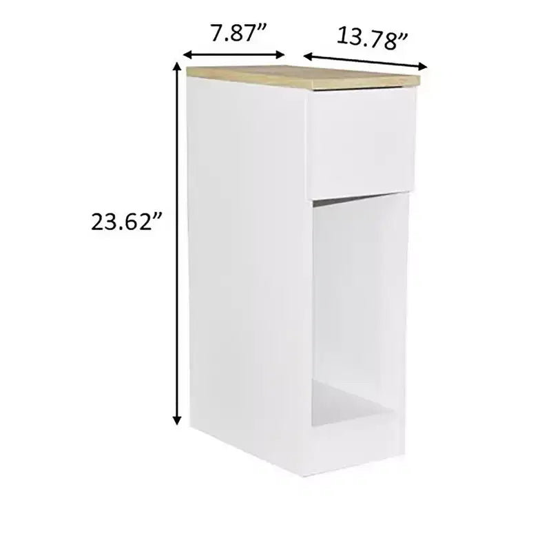 AndMakers Tavolino da Divano Rettangolare 8 in. in Legno con Cassetto, Titanio Bianco