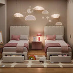 Struttura Letto Singolo in Velluto Beige con Cassetto Contenitore, Testiera, Supporto a Doghe, Senza Rete a Molle, Silenzioso, Facile da Montare