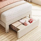 Struttura Letto Singolo in Velluto Beige con Cassetto Contenitore, Testiera, Supporto a Doghe, Senza Rete a Molle, Silenzioso, Facile da Montare