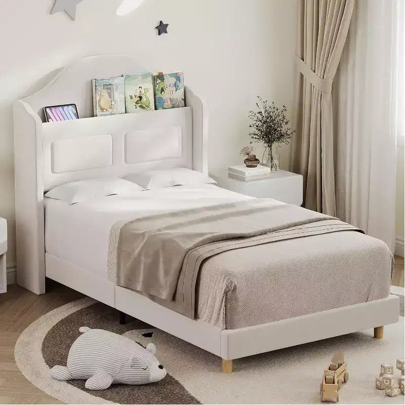 Telaio letto singolo in velluto rosa con testiera a libreria, funzione luce, contenitore, senza rete a molle, facile montaggio