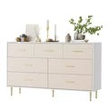 COZONY 7-Drawer Dresser with Gold Handles, Modern Wood Chest with Metal Legs, White Storage Organizer for Bedroom, Living Room, Hallway
