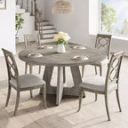 Tavolo da pranzo 47 per 4-6 persone, rotondo con piano in legno e base a piedistallo per sala da pranzo, cucina (sedie non incluse)