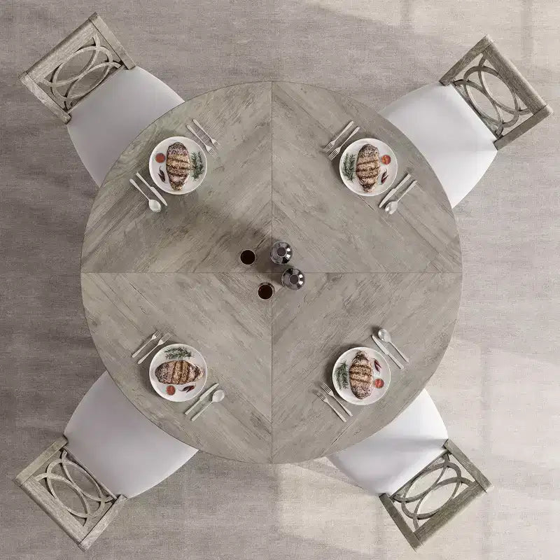 Tavolo da pranzo 47 per 4-6 persone, rotondo con piano in legno e base a piedistallo per sala da pranzo, cucina (sedie non incluse)