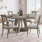 Tavolo da pranzo 47 per 4-6 persone, rotondo con piano in legno e base a piedistallo per sala da pranzo, cucina (sedie non incluse)