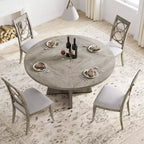 Tavolo da pranzo 47 per 4-6 persone, rotondo con piano in legno e base a piedistallo per sala da pranzo, cucina (sedie non incluse)