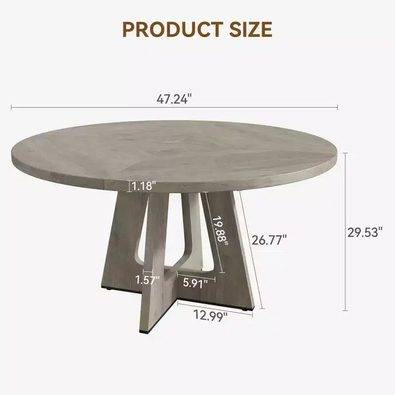 Tavolo da pranzo 47 per 4-6 persone, rotondo con piano in legno e base a piedistallo per sala da pranzo, cucina (sedie non incluse)