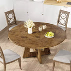 Tavolo da pranzo 47 per 4-6 persone, rotondo con piano in legno e base a piedistallo per sala da pranzo, cucina (sedie non incluse)