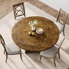 Tavolo da pranzo 47 per 4-6 persone, rotondo con piano in legno e base a piedistallo per sala da pranzo, cucina (sedie non incluse)