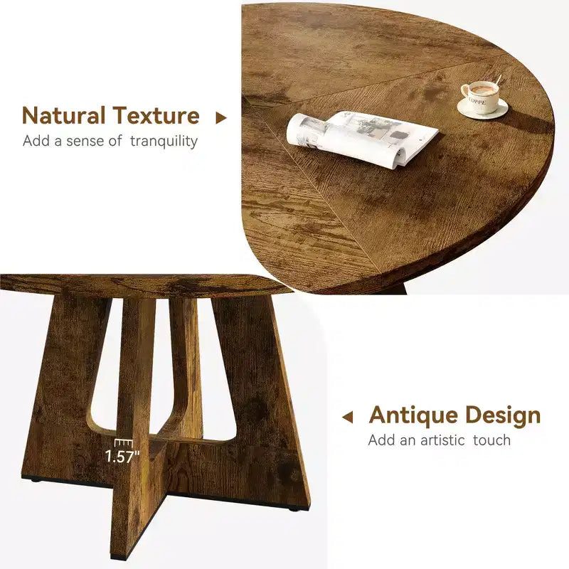 Tavolo da pranzo 47 per 4-6 persone, rotondo con piano in legno e base a piedistallo per sala da pranzo, cucina (sedie non incluse)