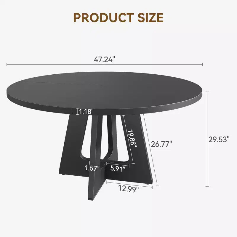 Tavolo da pranzo 47 per 4-6 persone, rotondo con piano in legno e base a piedistallo per sala da pranzo, cucina (sedie non incluse)