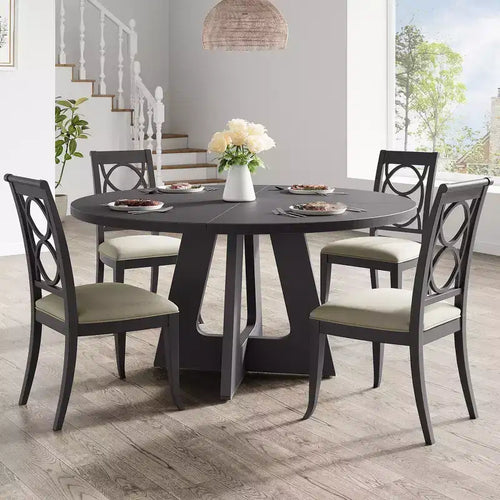 47 Dining Table Set for 4 to 6, Round with Wooden Top and Pedestal Base for Dining Room, Kitchen Room (No Chairs)
