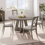 Tavolo da pranzo 47 per 4-6 persone, rotondo con piano in legno e base a piedistallo per sala da pranzo, cucina (sedie non incluse)