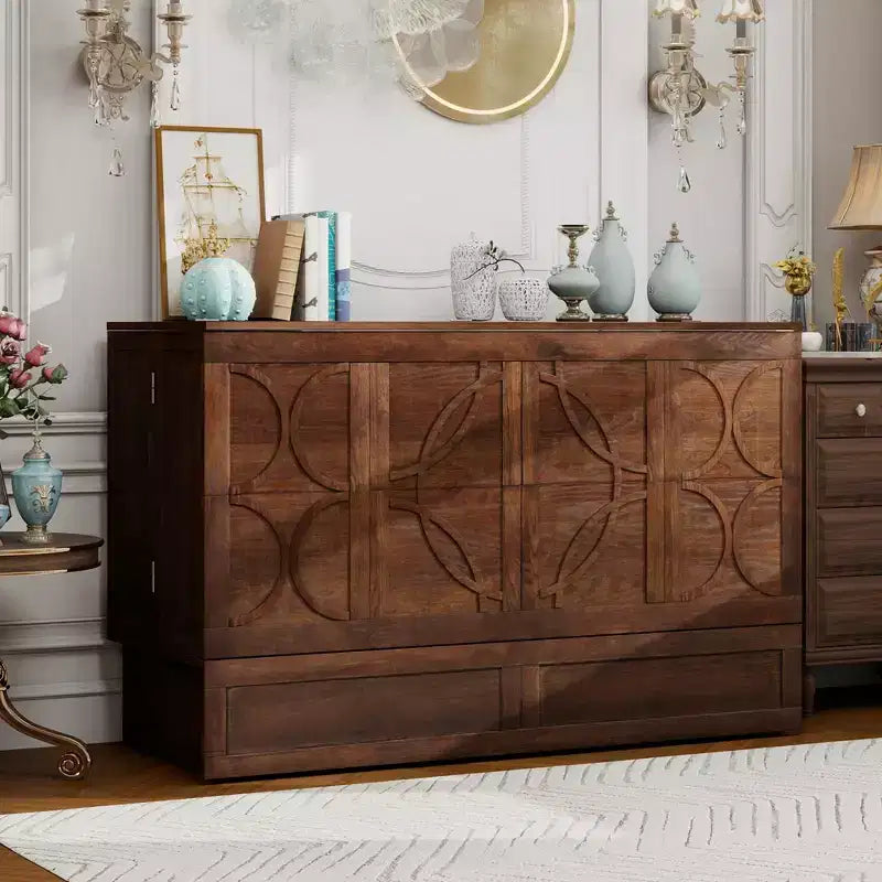 Letto a scomparsa Keloyid Haimyy Queen con struttura in legno massiccio, caricatore integrato e cassetto robusto