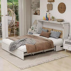 Letto a scomparsa Keloyid Haimyy Queen con struttura in legno massiccio, caricatore integrato e cassetto robusto