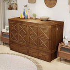 Letto a scomparsa Keloyid Haimyy Queen con struttura in legno massiccio, caricatore integrato e cassetto robusto