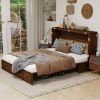 Letto a scomparsa Keloyid Haimyy Queen con struttura in legno massiccio, caricatore integrato e cassetto robusto