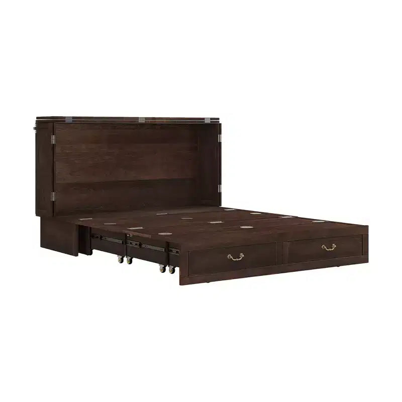 Keloyid Haimyy Solid Wood Frame Queen Murphy Bed Chest with Built-in Charger and Strong Drawer