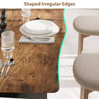 Tavolo da pranzo rettangolare da 71/78 per 6-8 persone con bordo irregolare a onda e struttura in metallo, impermeabile e antigraffio, versatile per mangiare/lavorare/studiare