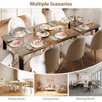 Tavolo da pranzo rettangolare da 71/78 per 6-8 persone con bordo irregolare a onda e struttura in metallo, impermeabile e antigraffio, versatile per mangiare/lavorare/studiare