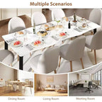 Tavolo da pranzo rettangolare da 71/78 per 6-8 persone con bordo irregolare a onda e struttura in metallo, impermeabile e antigraffio, versatile per mangiare/lavorare/studiare