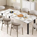 Tavolo da pranzo rettangolare da 71/78 per 6-8 persone con bordo irregolare a onda e struttura in metallo, impermeabile e antigraffio, versatile per mangiare/lavorare/studiare