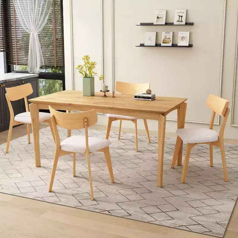 Christopher Knight Home Adrian Set da Pranzo 5 Pezzi Moderno Metà Secolo con Tavolo in Legno e Sedie Imbottite