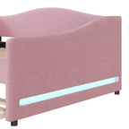 Bellemave Divano Letto Imbottito Una Piazza e Mezza con Letto Estraibile, Struttura in Pile Teddy, Divano Letto Trapuntato con Luci a LED per Camera da Letto, Soggiorno, Ospiti, Rosa