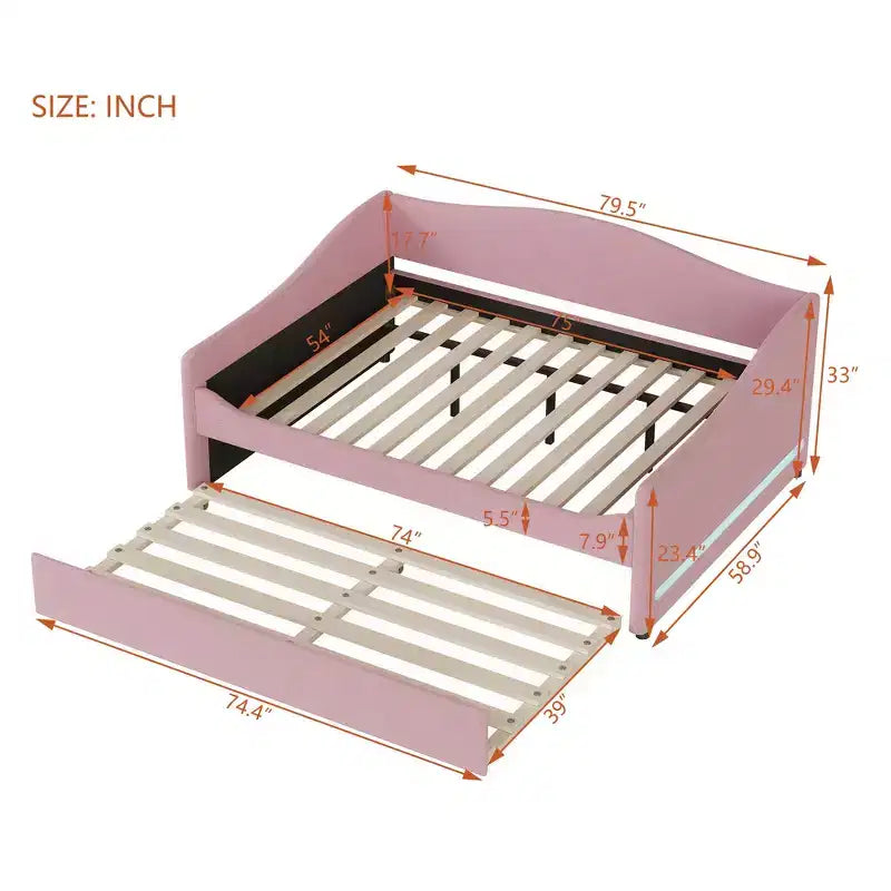 Bellemave Divano Letto Imbottito Una Piazza e Mezza con Letto Estraibile, Struttura in Pile Teddy, Divano Letto Trapuntato con Luci a LED per Camera da Letto, Soggiorno, Ospiti, Rosa