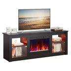 Meuble TV Bestier 63" avec cheminée pour téléviseurs jusqu'à 70", console multimédia avec armoires et étagères, meuble TV avec cheminée électrique et télécommande
