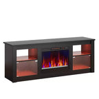 Meuble TV Bestier 63" avec cheminée pour téléviseurs jusqu'à 70", console multimédia avec armoires et étagères, meuble TV avec cheminée électrique et télécommande