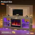Meuble TV Bestier 63" avec cheminée pour téléviseurs jusqu'à 70", console multimédia avec armoires et étagères, meuble TV avec cheminée électrique et télécommande