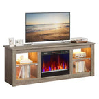 Meuble TV Bestier 63" avec cheminée pour téléviseurs jusqu'à 70", console multimédia avec armoires et étagères, meuble TV avec cheminée électrique et télécommande