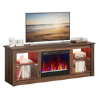 Meuble TV Bestier 63" avec cheminée pour téléviseurs jusqu'à 70", console multimédia avec armoires et étagères, meuble TV avec cheminée électrique et télécommande