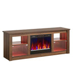 Meuble TV Bestier 63" avec cheminée pour téléviseurs jusqu'à 70", console multimédia avec armoires et étagères, meuble TV avec cheminée électrique et télécommande