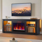 Meuble TV Bestier 63" avec cheminée pour téléviseurs jusqu'à 70", console multimédia avec armoires et étagères, meuble TV avec cheminée électrique et télécommande