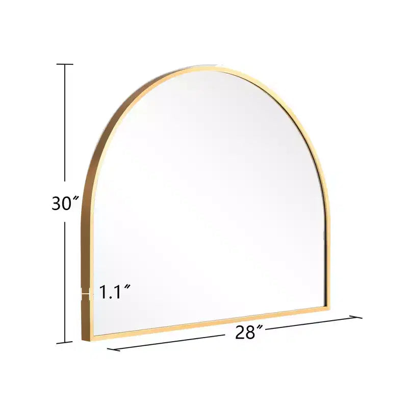 1 pezzo, 30 pollici A x 27 pollici L, specchio da parete nero, in lega di alluminio, con cornice sottile ad angolo retto e arco, da appendere
