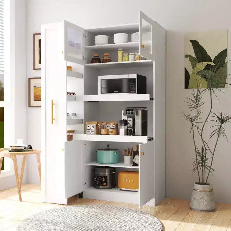 Mobile dispensa in legno bianco con sistema estraibile, 43,31 pollici
