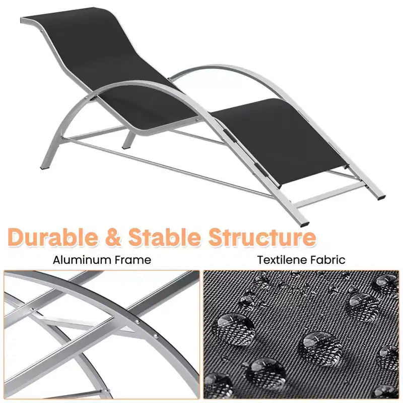 Set di 3 sedie a sdraio da esterno, sedie reclinabili, lettini da patio in alluminio, design moderno, resistenti alle intemperie e facili da montare