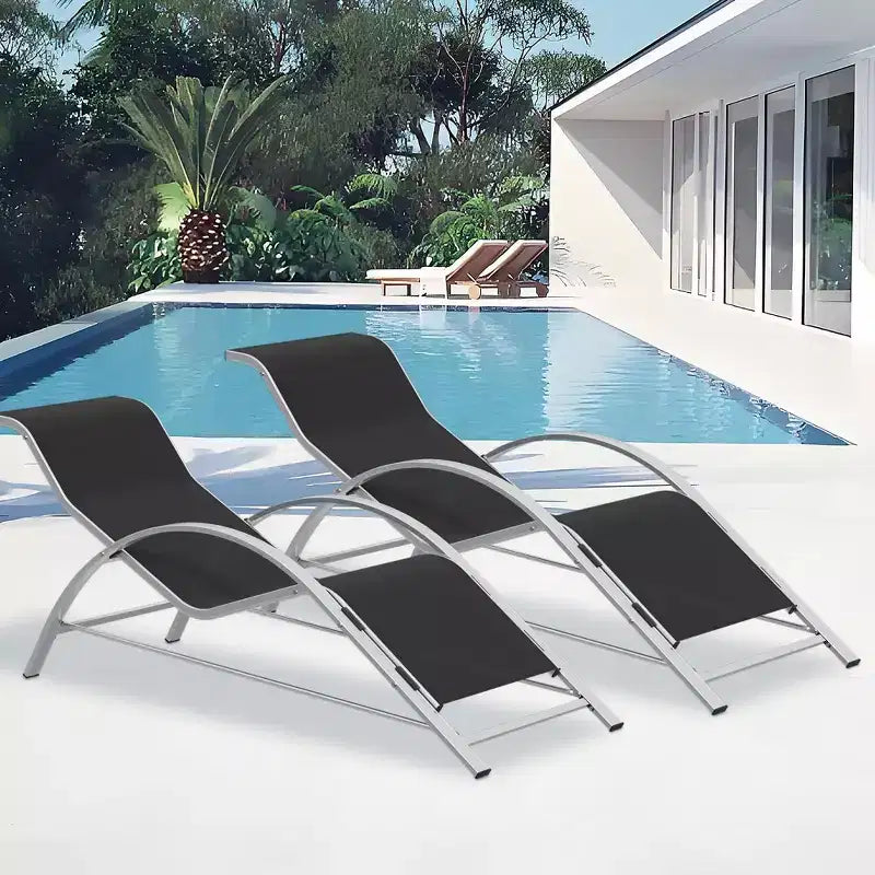 Set di 3 sedie a sdraio da esterno, sedie reclinabili, lettini da patio in alluminio, design moderno, resistenti alle intemperie e facili da montare