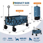 Carrello pieghevole extra large, carrello multiuso pieghevole resistente con portabicchieri, carrello pieghevole per tutti i terreni per spiaggia, campeggio e sabbia