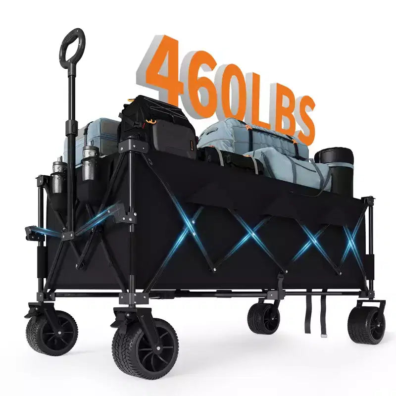Carrello pieghevole extra large, carrello multiuso pieghevole resistente con portabicchieri, carrello pieghevole per tutti i terreni per spiaggia, campeggio e sabbia