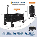 Carrello pieghevole extra large, carrello multiuso pieghevole resistente con portabicchieri, carrello pieghevole per tutti i terreni per spiaggia, campeggio e sabbia