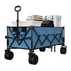 Carrello pieghevole extra large, carrello multiuso pieghevole resistente con portabicchieri, carrello pieghevole per tutti i terreni per spiaggia, campeggio e sabbia