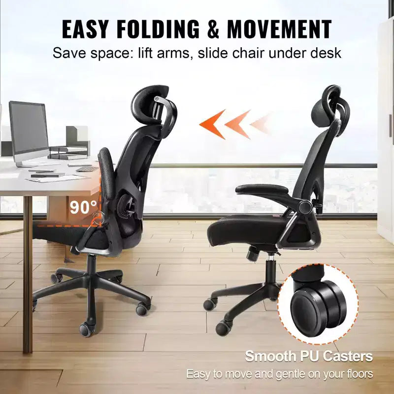 Okak Sedia da Ufficio Ergonomica con Supporto Lombare Regolabile, Sedia da Computer Imbottita con Poggiatesta e Braccioli Regolabili per Casa, Ufficio
