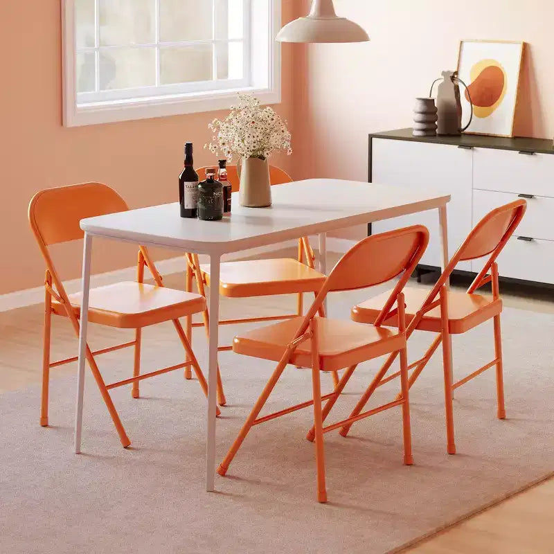 Folding Chairs 2 Pack - All-steel folding chairs with metal frame, 350 lbs weight capacity, portable, suitable for dining rooms, living rooms, etc.