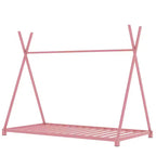 Bellemave Letto a Pavimento Singolo per Bambini, Letto a Capanna Montessori in Metallo con Doghe, Rosa