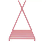 Bellemave Letto a Pavimento Singolo per Bambini, Letto a Capanna Montessori in Metallo con Doghe, Rosa