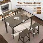 Captiva Designs Set da 4 Pezzi Tavolo da Pranzo in Legno con Tavolo Rettangolare, Sgabelli e Panchina