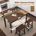 Captiva Designs Set da 4 Pezzi Tavolo da Pranzo in Legno con Tavolo Rettangolare, Sgabelli e Panchina